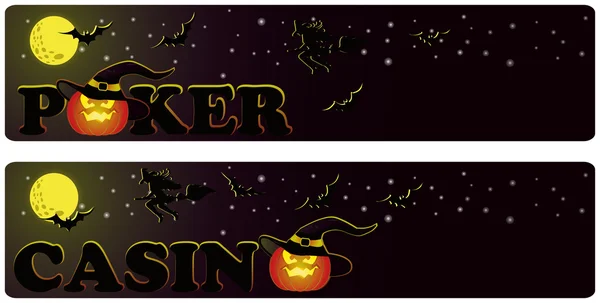 Casino halloween banners, vector — Stock Vector