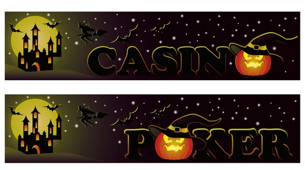 Набор баннеров на Хэллоуин в казино, вектор — стоковый вектор