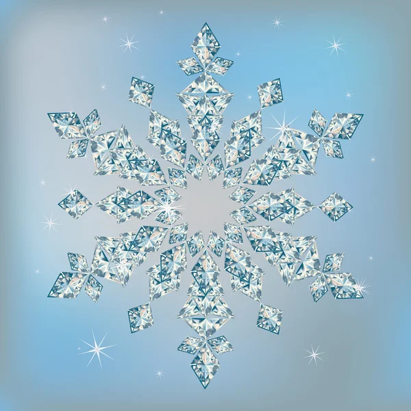 Floco de neve de diamante precioso de Natal. vetor — Vetor de Stock