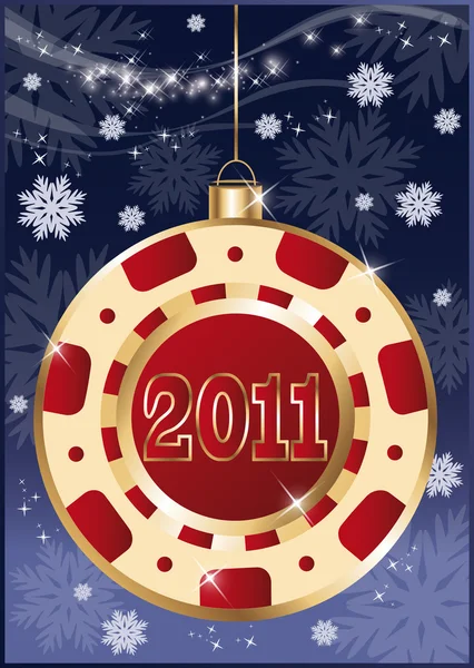 Ficha de poker de Navidad 2011 año nuevo. vector — Archivo Imágenes Vectoriales