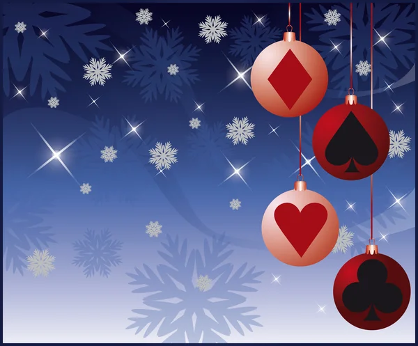 ボールとカジノ クリスマス カード。ベクトル イラスト — ストックベクタ