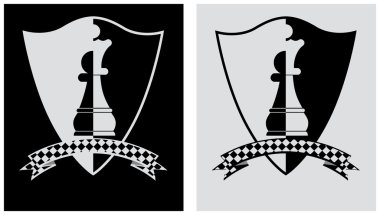 Chess crest with pawn and queen. vector illustration clipart