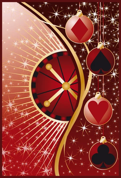 Carte de voeux de casino de Noël, vecteur — Image vectorielle