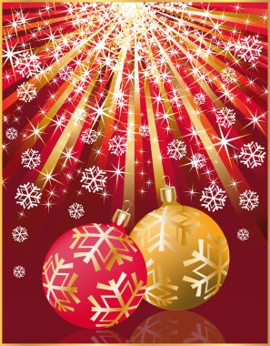 Christmas greeting card with two balls, vector illustration clipart