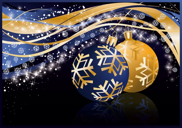 Neujahrsgrußkarte mit Weihnachtskugeln. Vektor — Stockvektor