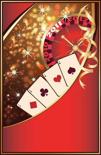 Tarjeta de invitación de Navidad Casino. ilusión vectorial — Vector de stock