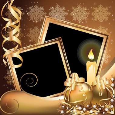 Christmas golden frame , vector illustration clipart