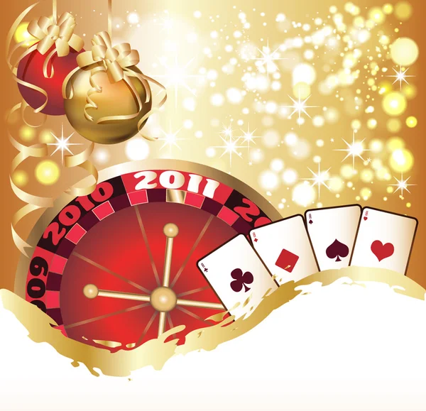Casino Weihnachtsgrußkarte. Vektorillustration — Stockvektor