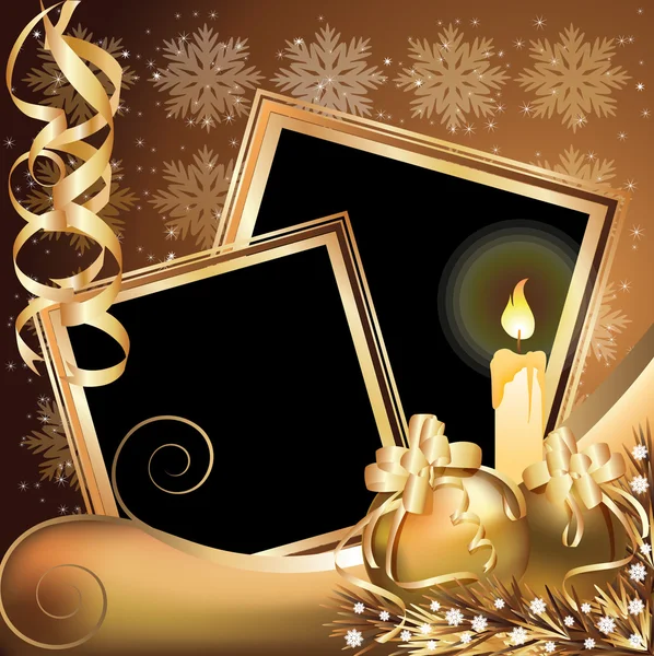 Boże Narodzenie złote ramki, ilustracji wektorowych — Wektor stockowy