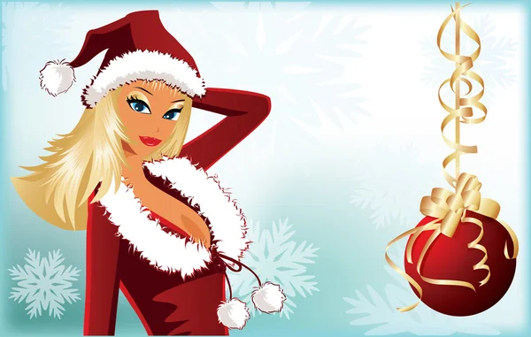 Santa girl et bal de Noël. vecteur — Image vectorielle