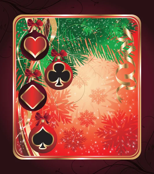 Tarjeta de felicitación de Christmas Poker. ilustración vectorial — Vector de stock