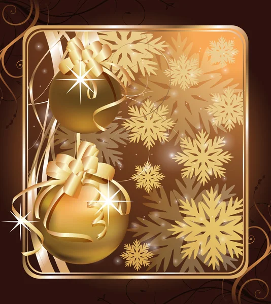 Noel altın tebrik kartı. vektör çizim — Stok Vektör