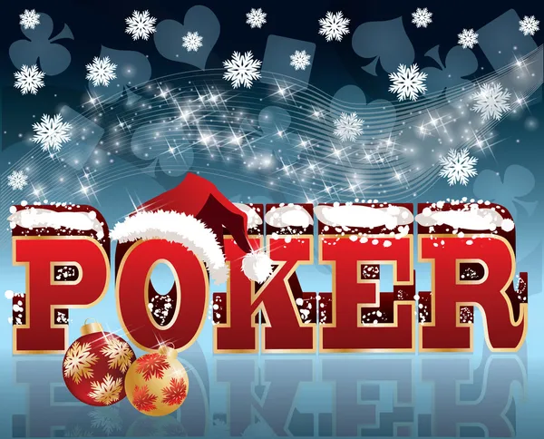 Χριστούγεννα πόκερ ευχετήρια υπόβαθρο. εικονογράφηση φορέας — Διανυσματικό Αρχείο
