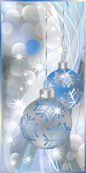 Estandarte de Natal de prata com duas bolas. ilustração vetorial — Vetor de Stock