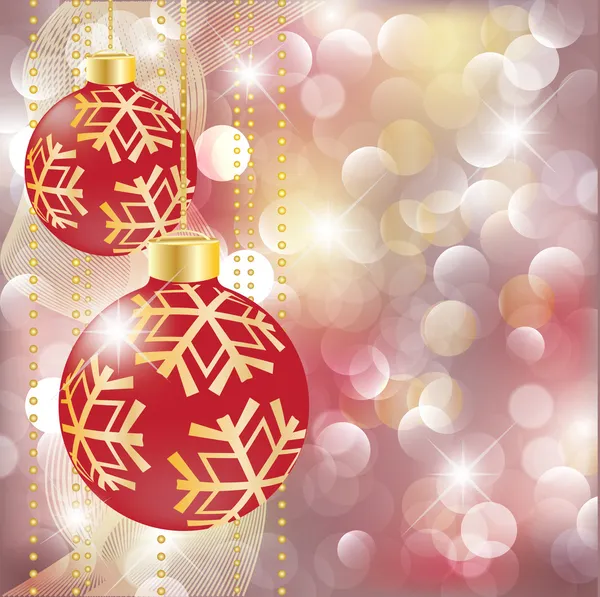 Nyår Gratulationskort med julen bollar. vektor illustration — Stock vektor