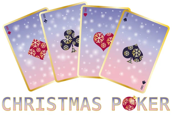 Biglietti da poker di Natale, illustrazione vettoriale — Vettoriale Stock