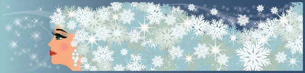 Banner de niña de invierno. ilustración vectorial — Vector de stock