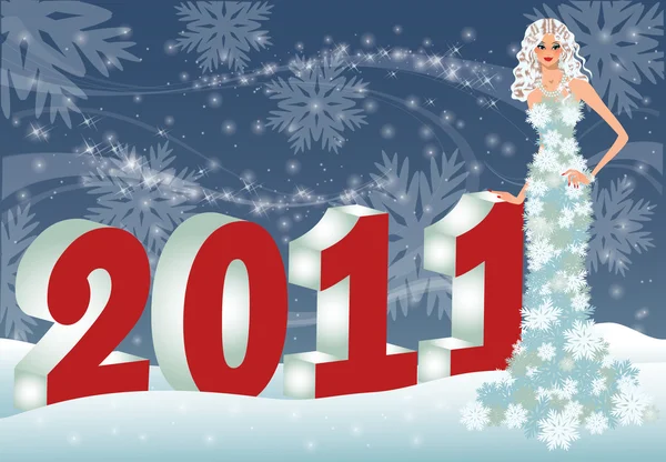 Ευχετήρια κάρτα νέου έτους 2011, εικονογράφηση φορέας — Διανυσματικό Αρχείο