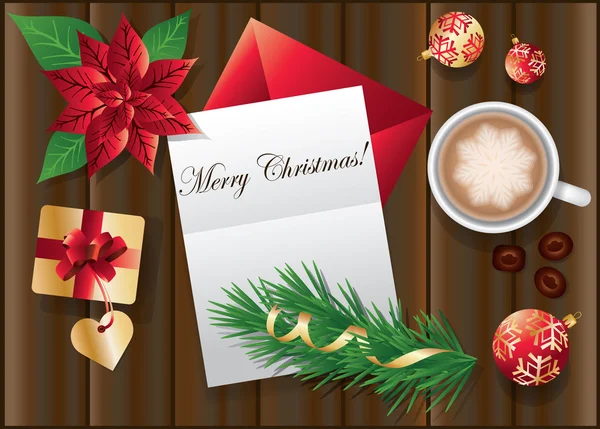 Christmas greeting card, vector illustration — Stock Vector