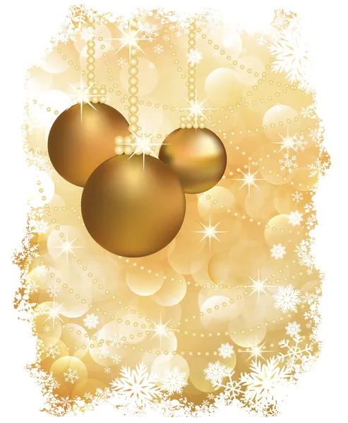 Νέο έτος ευχετήρια κάρτα με χρυσή Χριστούγεννα μπάλες. εικονογράφηση φορέας — Διανυσματικό Αρχείο