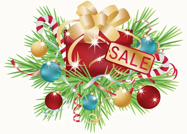 Christmas Sale Greeting Card Vector Illustration — Stock Vector