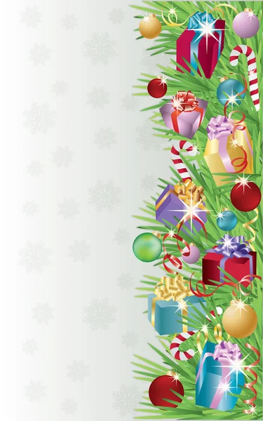 Bandiera invernale con regali di Natale. illustrazione vettoriale — Vettoriale Stock