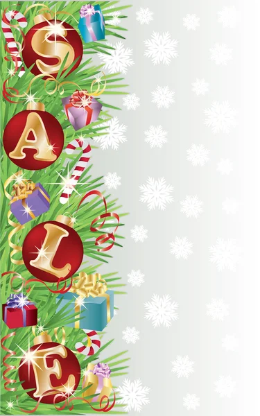 Vente Bannière Avec Boule Noël Illustration Vectorielle — Image vectorielle