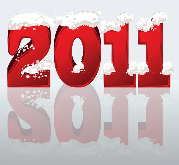 Año Nuevo 2011 Aislado Con Nieve Ilustración Vectorial — Vector de stock