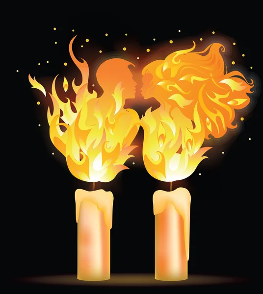 Brand Kus Liefde Voor Valentijnsdag Vectorillustratie — Stockvector