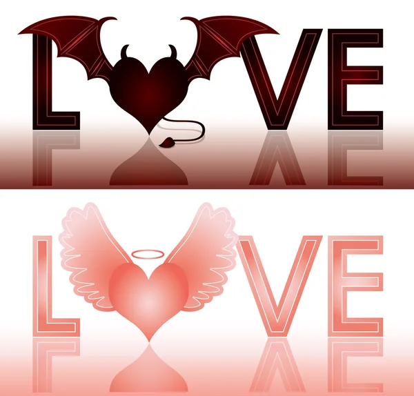 Devil Angel Love Banners Vector Illustration — Stock Vector