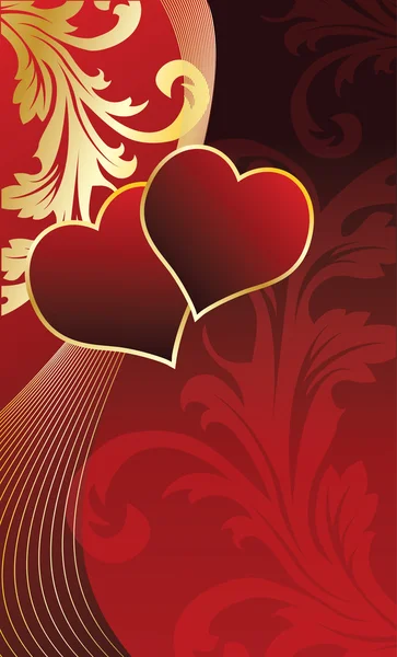 2 つの心と愛カードベクトル イラスト — ストックベクタ