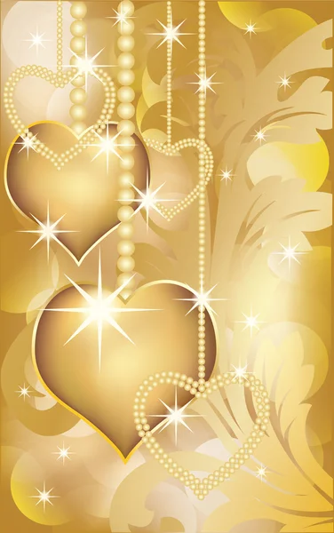 Goldene Liebeskarte Vektorillustration — Stockvektor