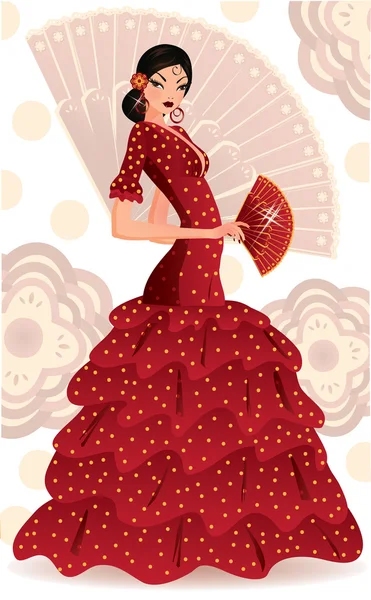 İspanyol flamenko dansçısı. vektör çizim — Stok Vektör