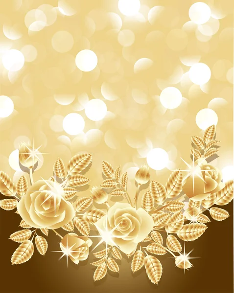 Hintergrund Mit Goldenen Rosen Vektorillustration — Stockvektor