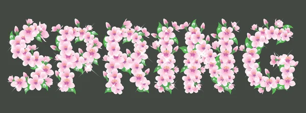 Blommig våren word. vektor illustration — Stock vektor
