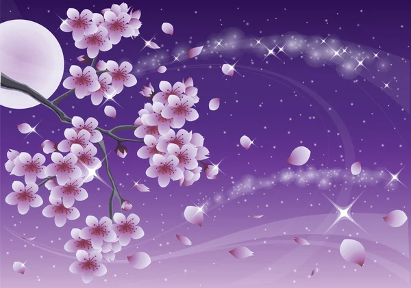 Carte de printemps avec sakura. illustration vectorielle — Image vectorielle