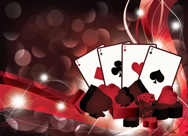 Fundo do casino com cartões de poker. ilustração vetorial — Vetor de Stock