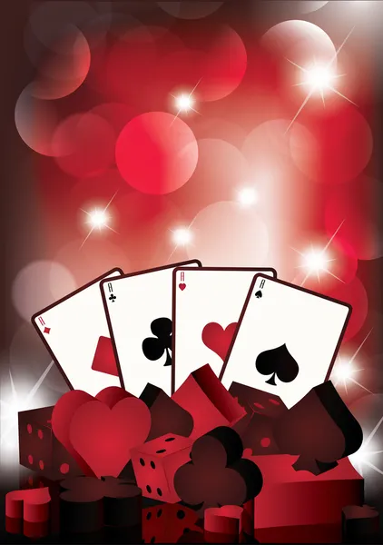 Poker kartları, vektör çizim ile Casino duvar kağıdı — Stok Vektör
