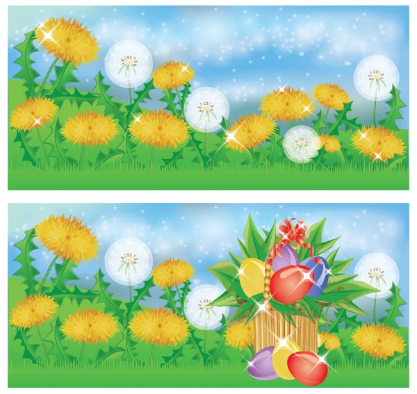 Prachtige lente Pasen banners, vector illustratie — Stockvector