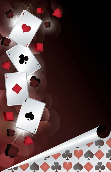 Banner de casino con cartas de póquer. ilustración vectorial — Vector de stock