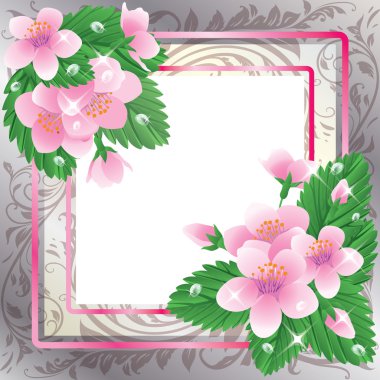 çiçek tarzı scrapbooking çerçevede. vektör çizim