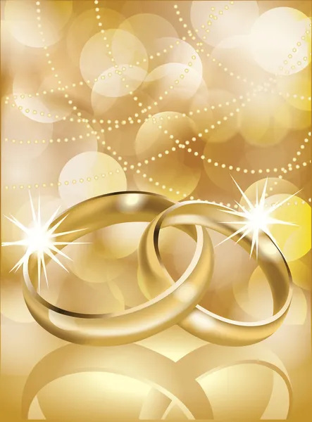 Anéis de casamento dourados, ilustração vetorial — Vetor de Stock