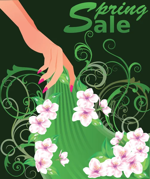 Tarjeta de venta de primavera, ilustración vectorial — Vector de stock