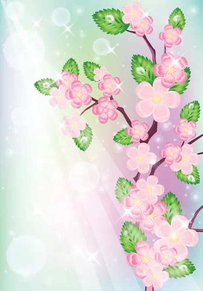 Background with sakura tree. Vector Illustration — Stock Vector
