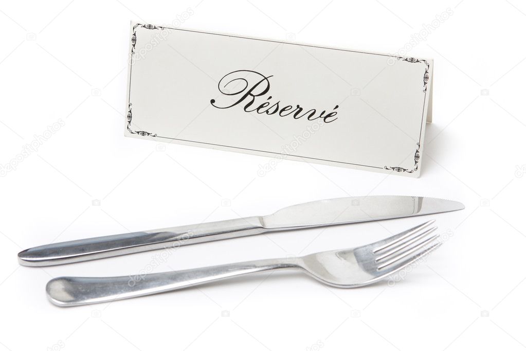 Reserved sign with fork and knife