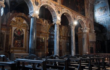 Interior St. Pietro Basilica. Perugia. Umbria. clipart