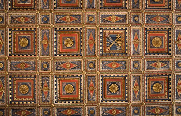 Panelled Ceiling St. Pietro Basilica. Perugia. Umbria. — Stock Photo, Image