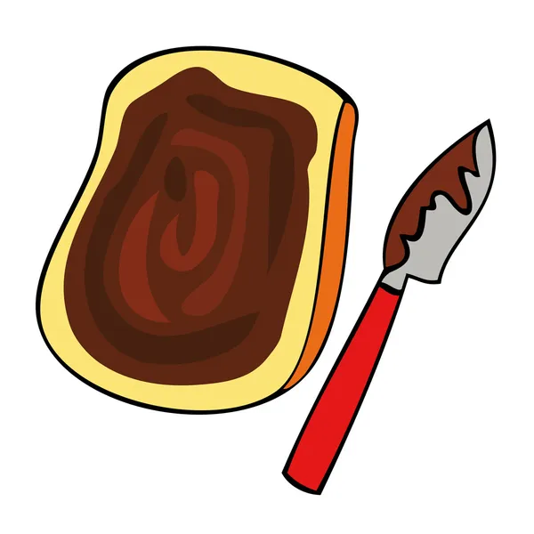 Tranches de pain grillé avec tartinade au chocolat . — Image vectorielle