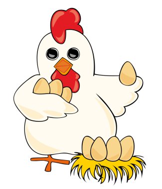 Hen with eggs. clipart