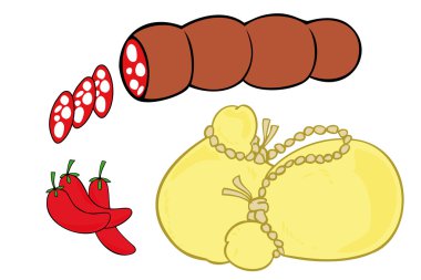 Salami, hot pepper and scamorza smoked cheese. clipart